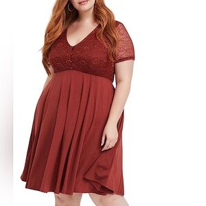 TORRID: Mini Jersey Lace Yoke Skater Dress -Size 4 / 4X